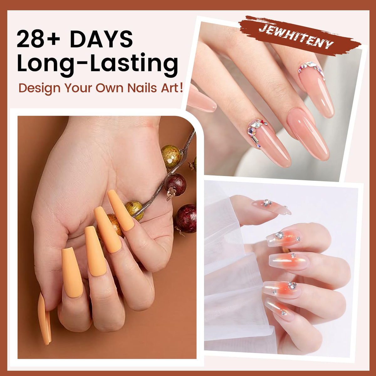 Complete JEWHITENY Poly Gel Nail Extension Kit layout