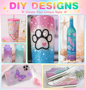 Complete kit showing all tools and rhinestones
