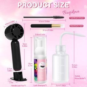 Complete lash cleaning kit laid out on a flat surface