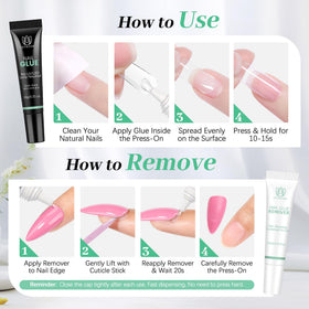 Complete LEYKOSH Nail Glue and Remover Set displayed on a table