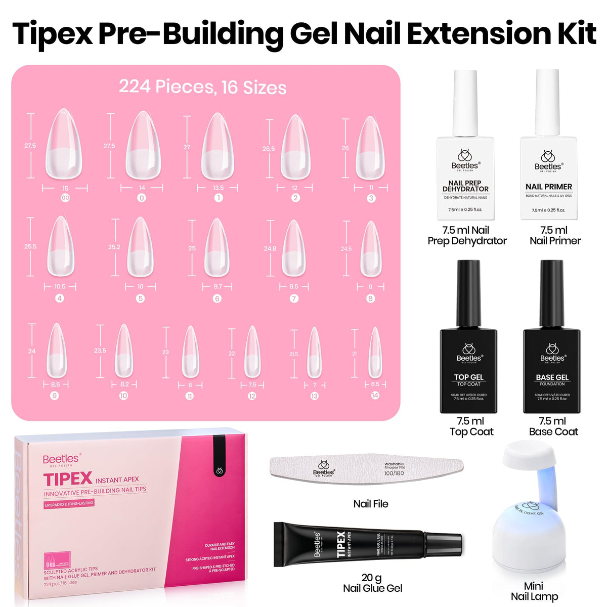 complete set of beetles Gel Polish nail tips with base and top coat