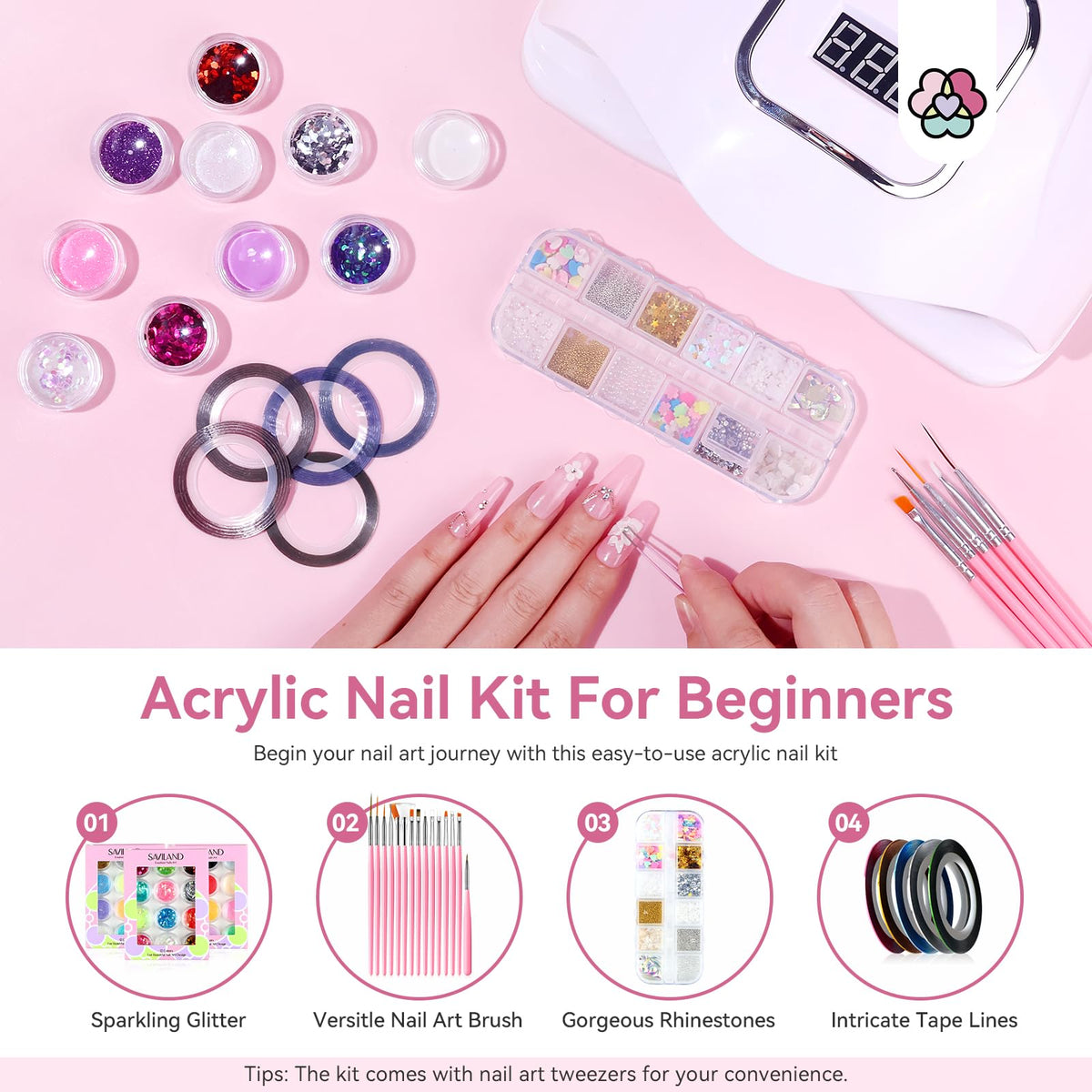 Complete tool set from SAVILAND Acrylic Nail Kit