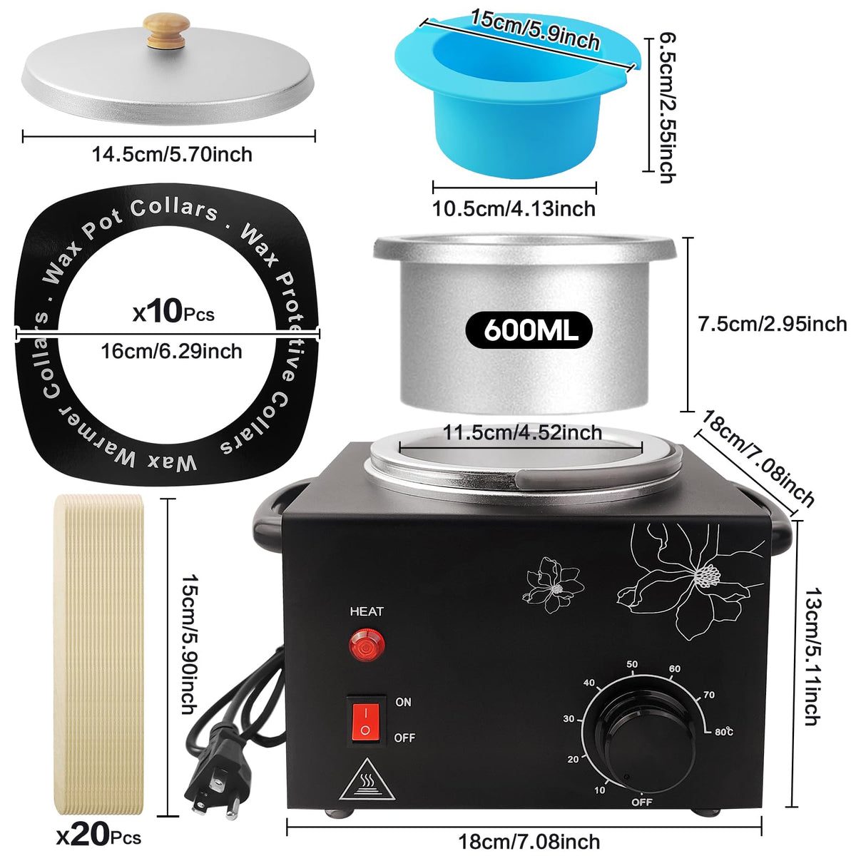 Complete wax kit including sticks and protection rings