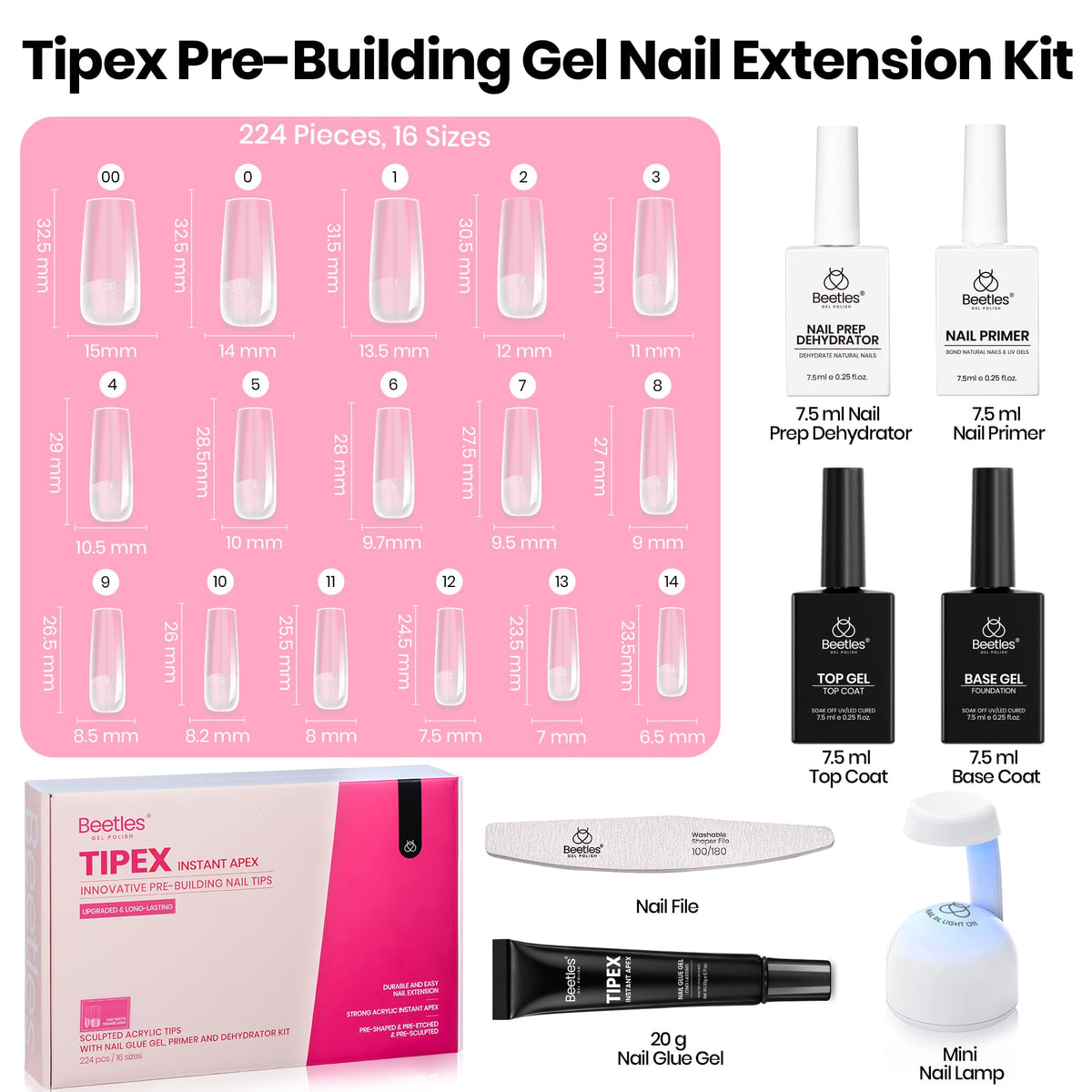 completed manicure using beetles Tipex nail tips