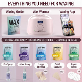 Components of Tress Wellness Waxing Kit including wax beads and sticks