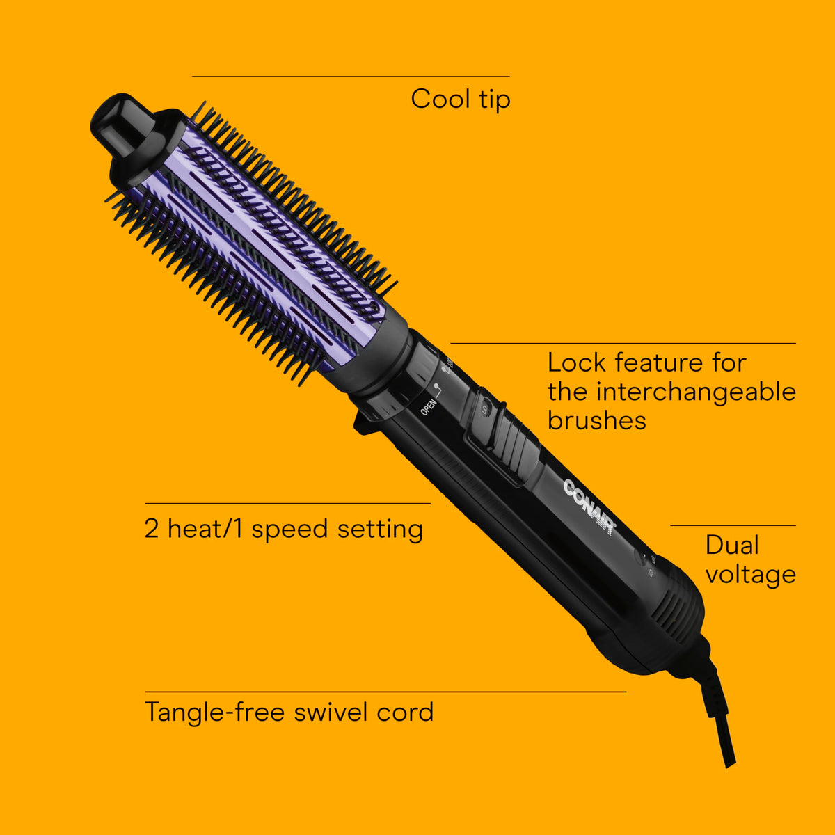 Conair 1-inch aluminum barrel brush close-up
