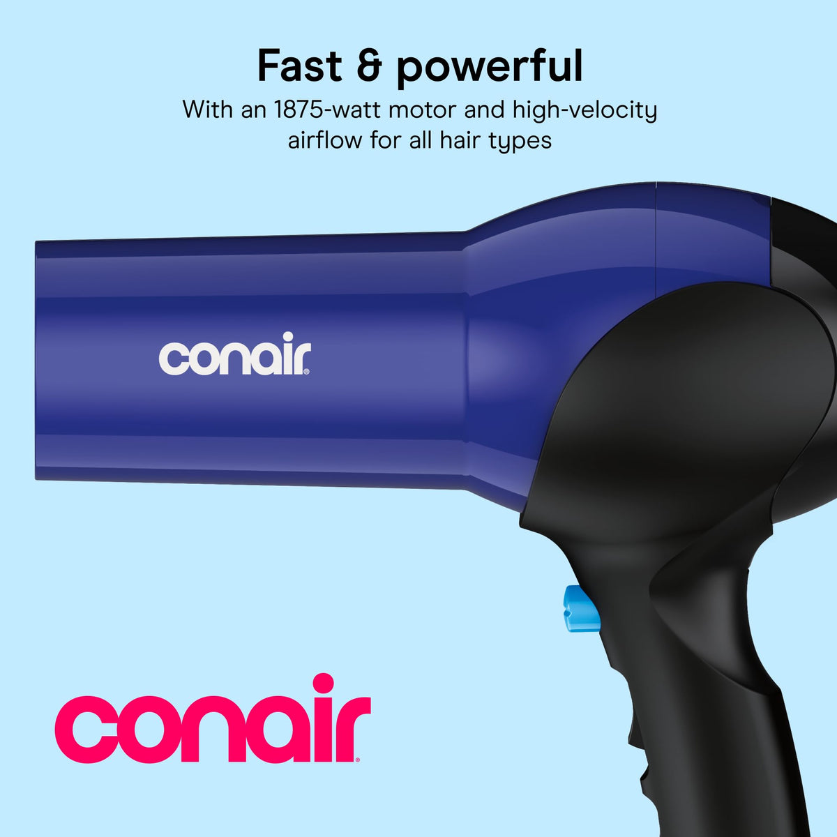 Conair 1875W Hair Dryer with concentrator nozzle attached