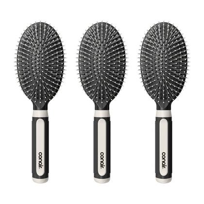 Conair 3-Pack Hair Brushes with metal bristles front view