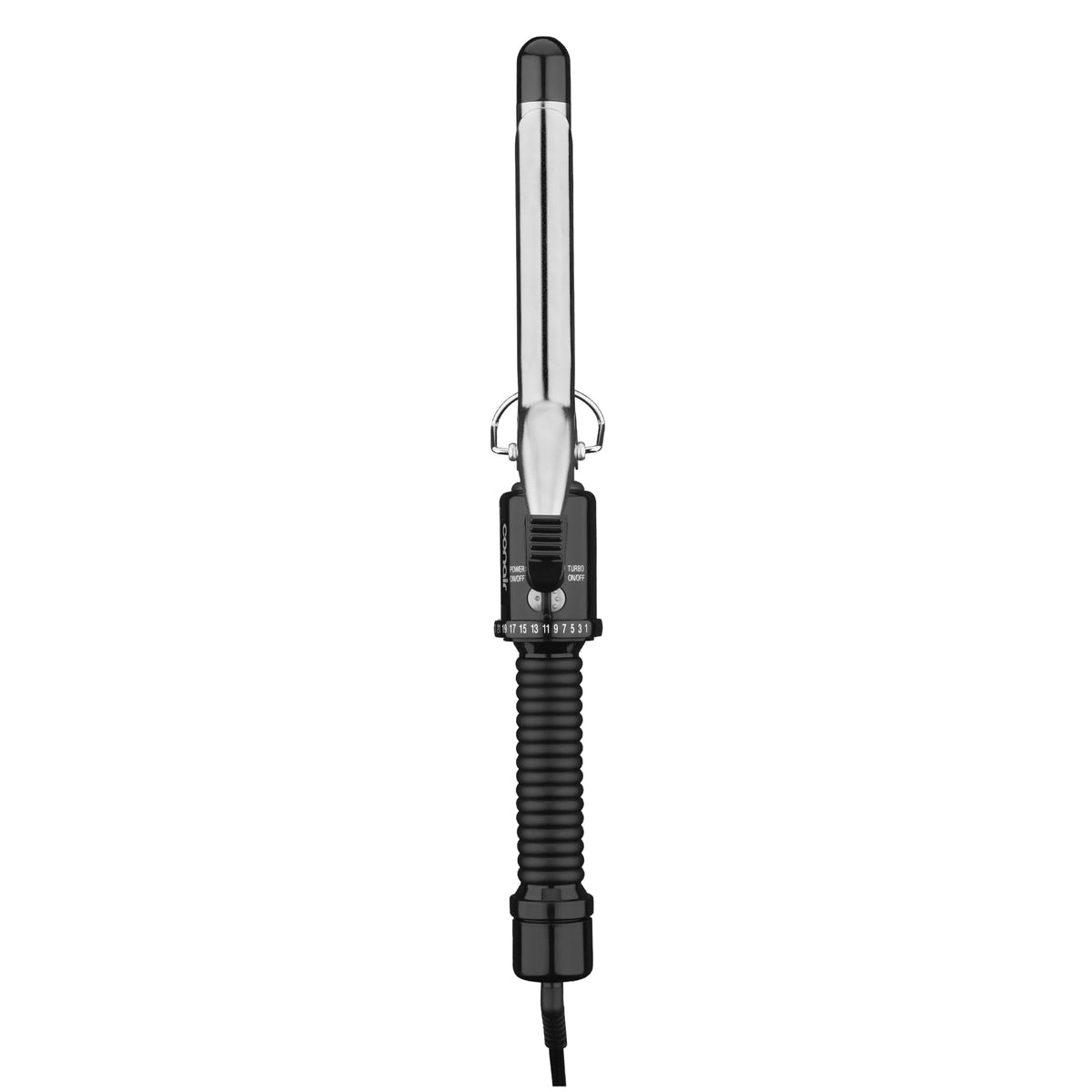 Conair Curling Iron 3/4-inch black and silver model front view