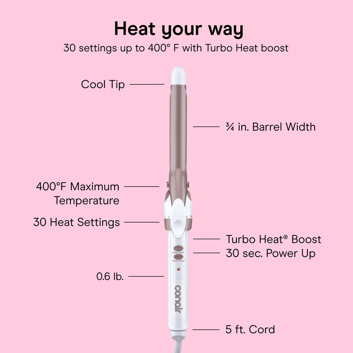 Conair Curling Iron Double Ceramic 3/4-in lifestyle scene with styled hair