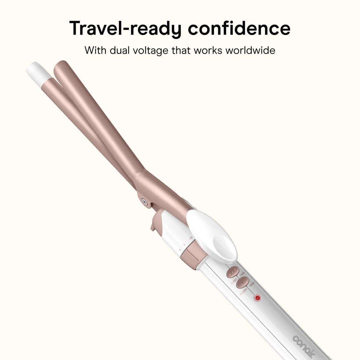 Conair Curling Iron on a vanity with hair products