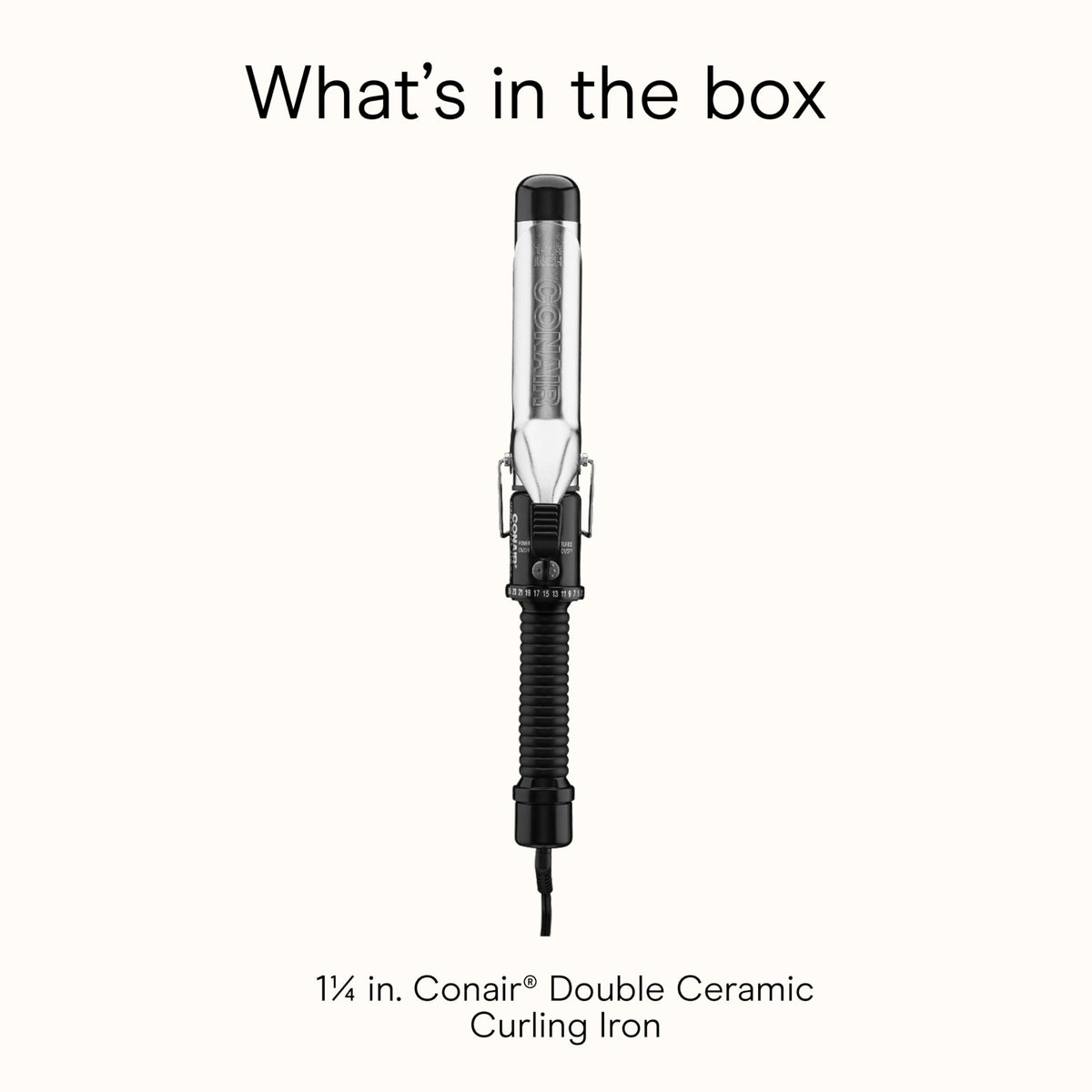 Conair curling iron showing dual voltage feature
