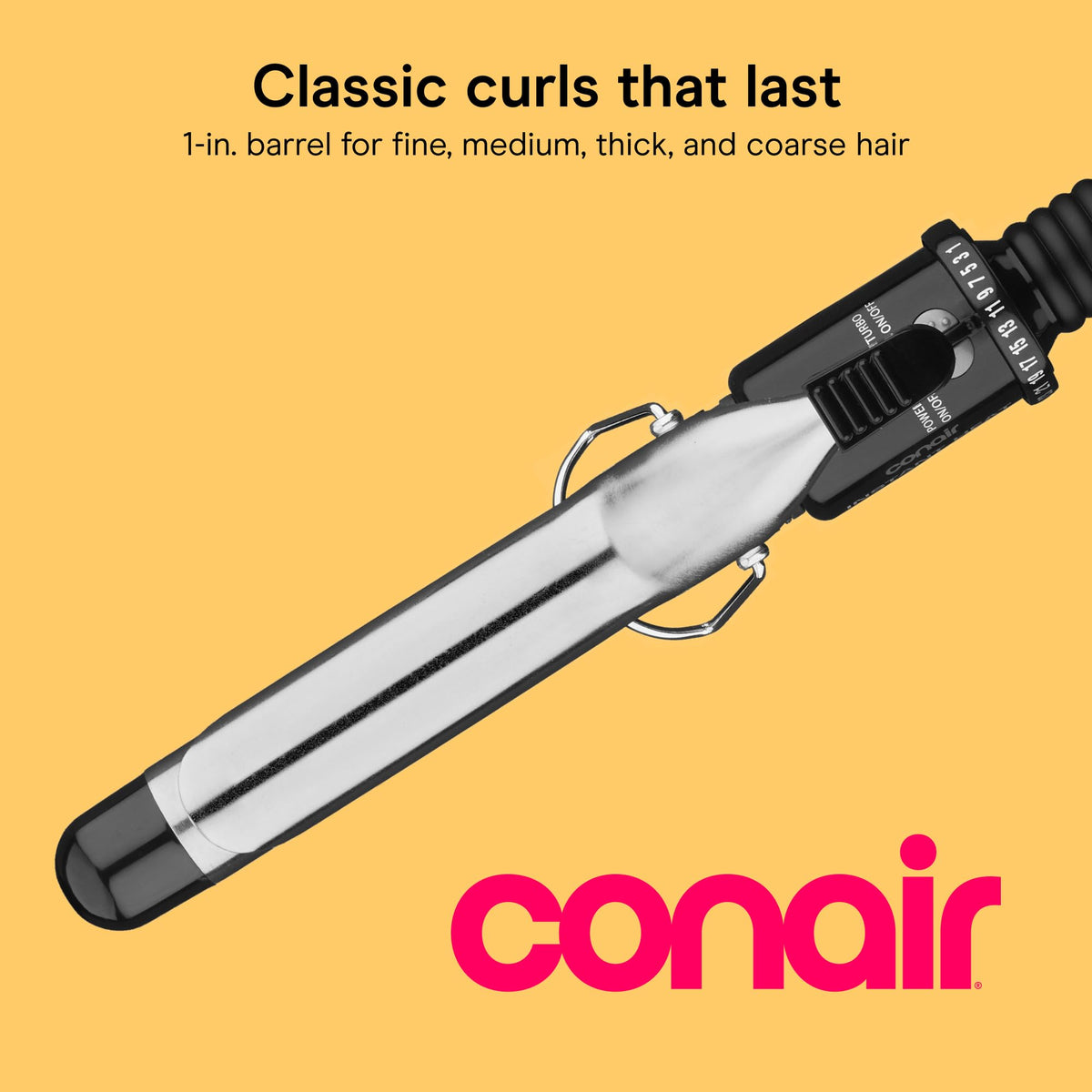 Conair Curling Iron showing the 1-inch barrel and cool tip