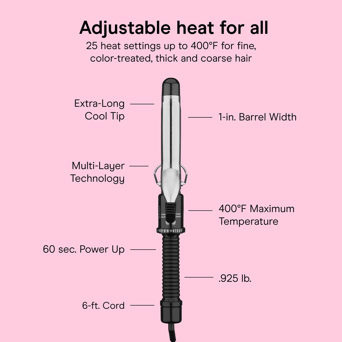 Conair Curling Iron side view highlighting the 5-foot cord