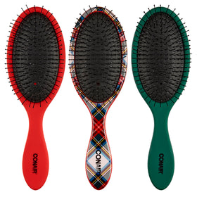 Conair Detangling Hair Brush Set three brushes in tartan design