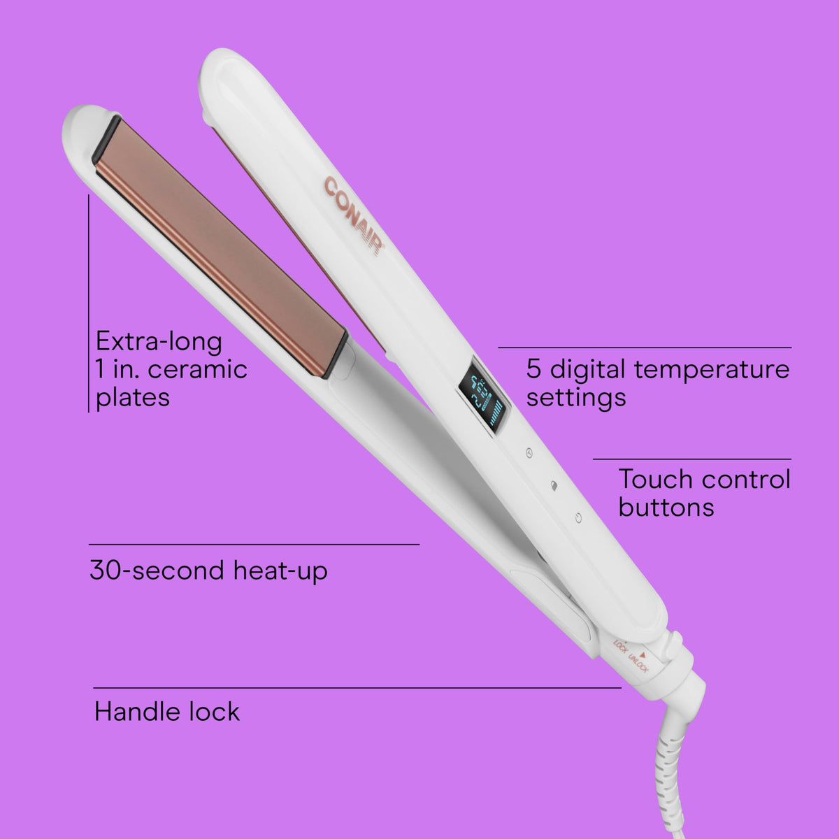 Conair Double Ceramic Flat Iron 1-Inch side view