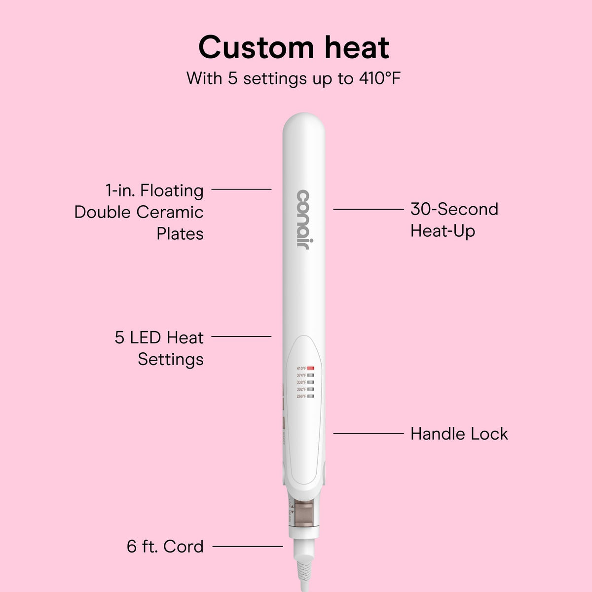 Conair Double Ceramic Flat Iron 1-Inch with claw clip