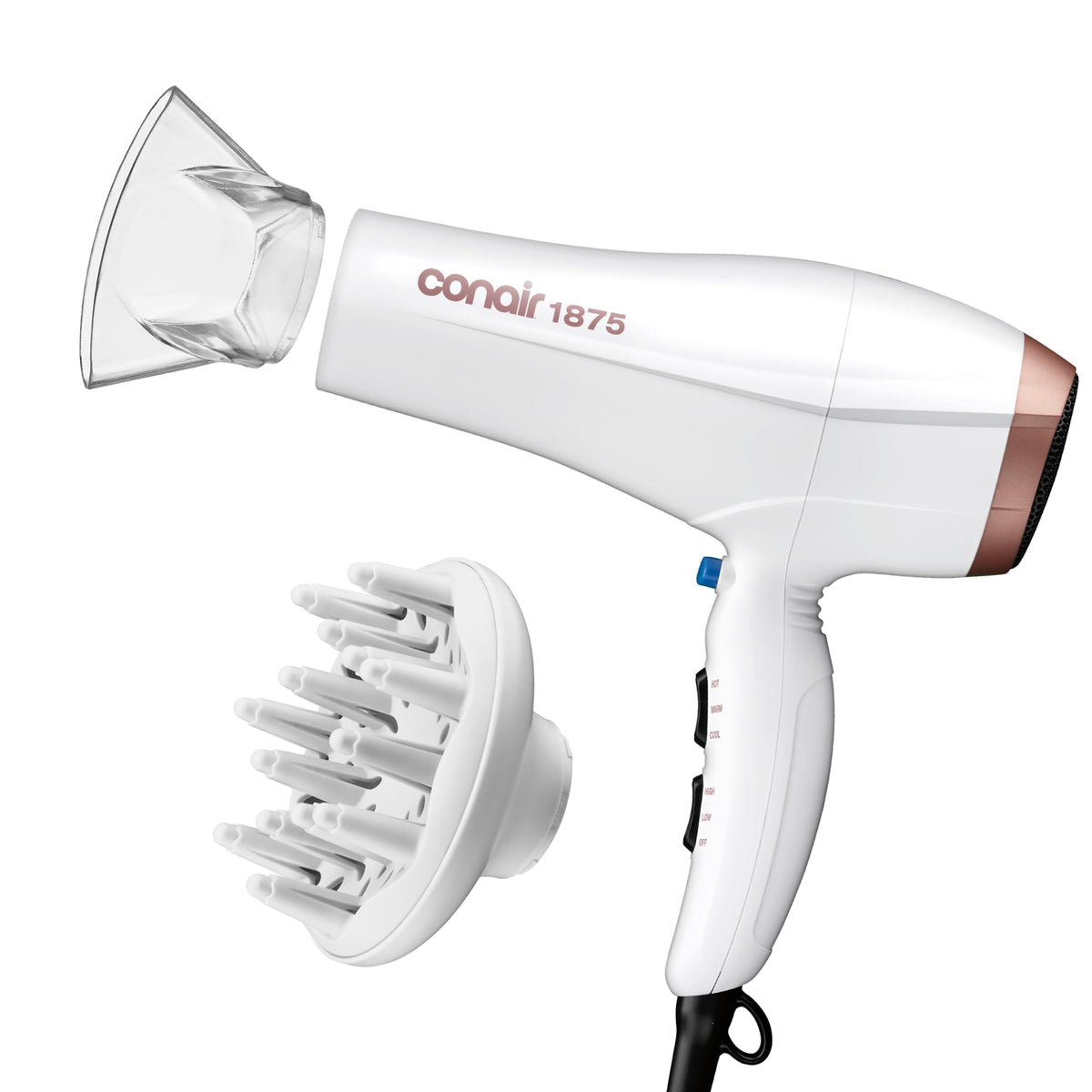 Conair Double Ceramic Hair Dryer front view with diffuser