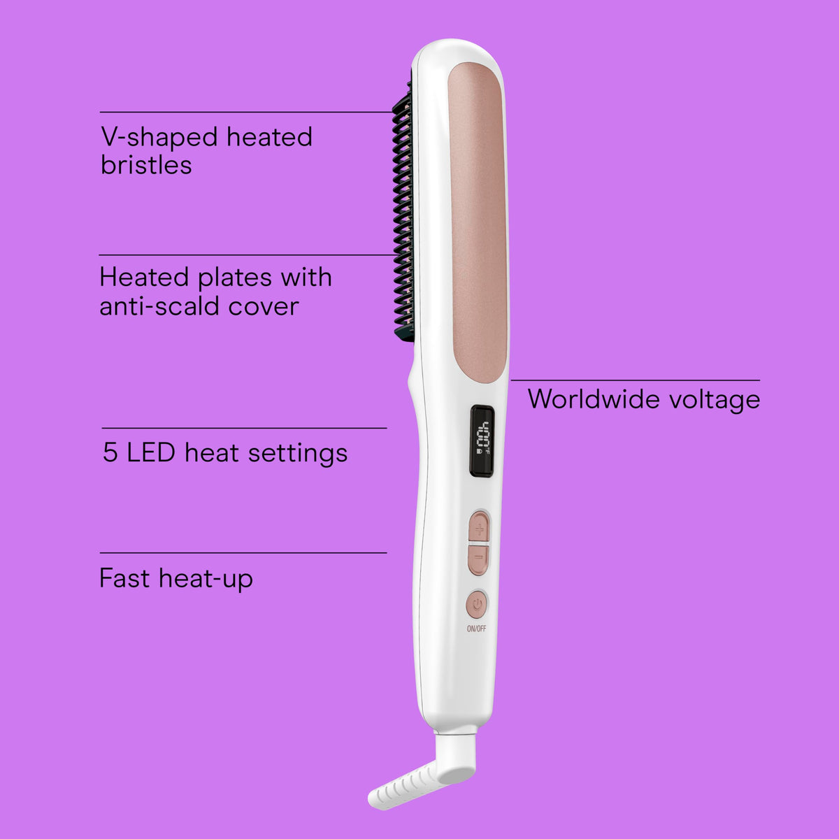 Conair Double Ceramic Hair Straightener Brush showing V-shaped bristles