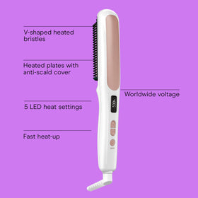 Conair Double Ceramic Hair Straightener Brush showing V-shaped bristles