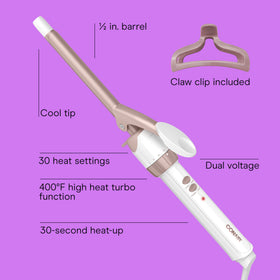 Conair Double Ceramic ½-Inch Curling Iron side view showing barrel