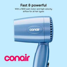 Conair Dual Voltage Hair Dryer displaying controls and heat settings