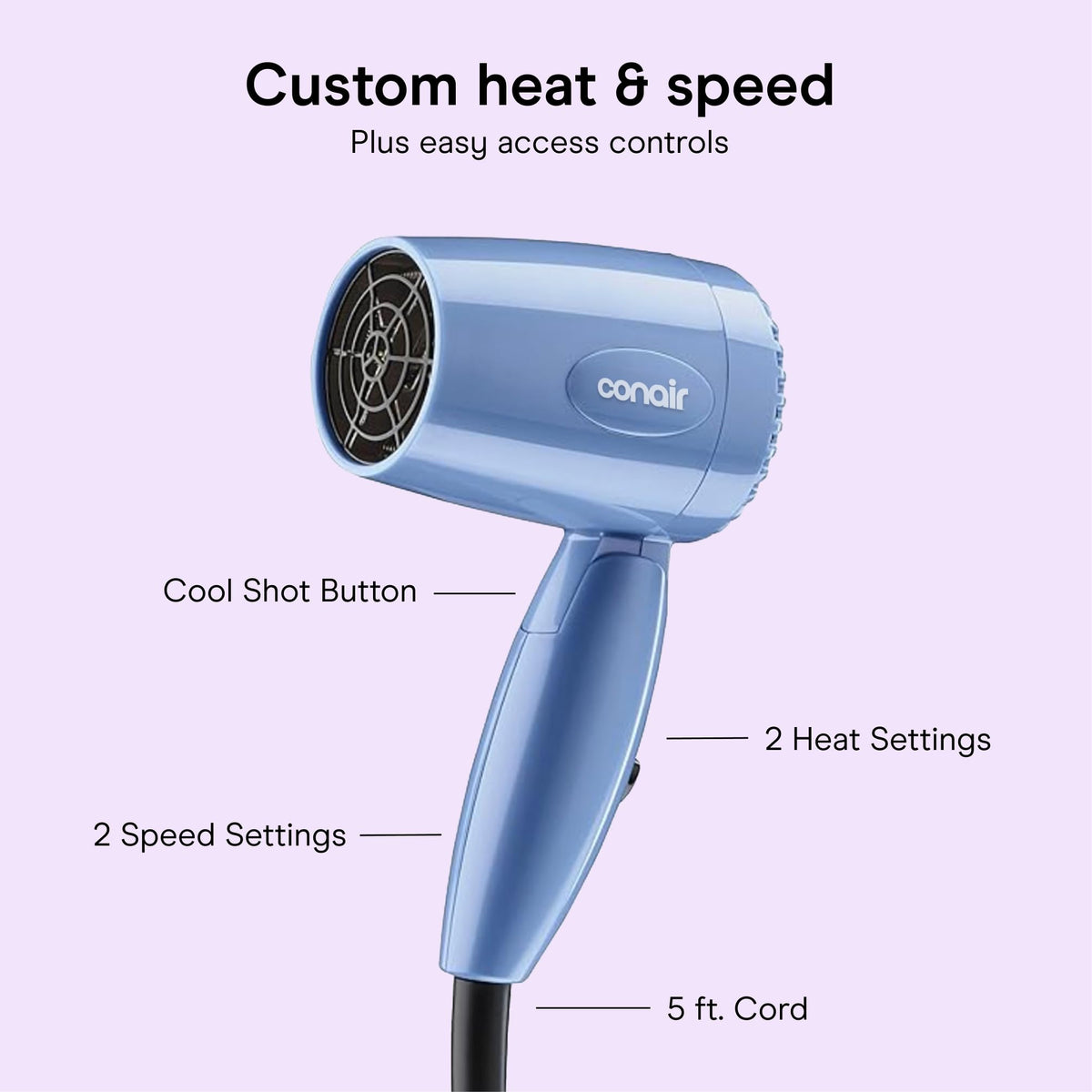 Conair Dual Voltage Hair Dryer in travel bag for portability