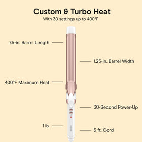 Conair Extra Long Curling Iron displayed with styling results