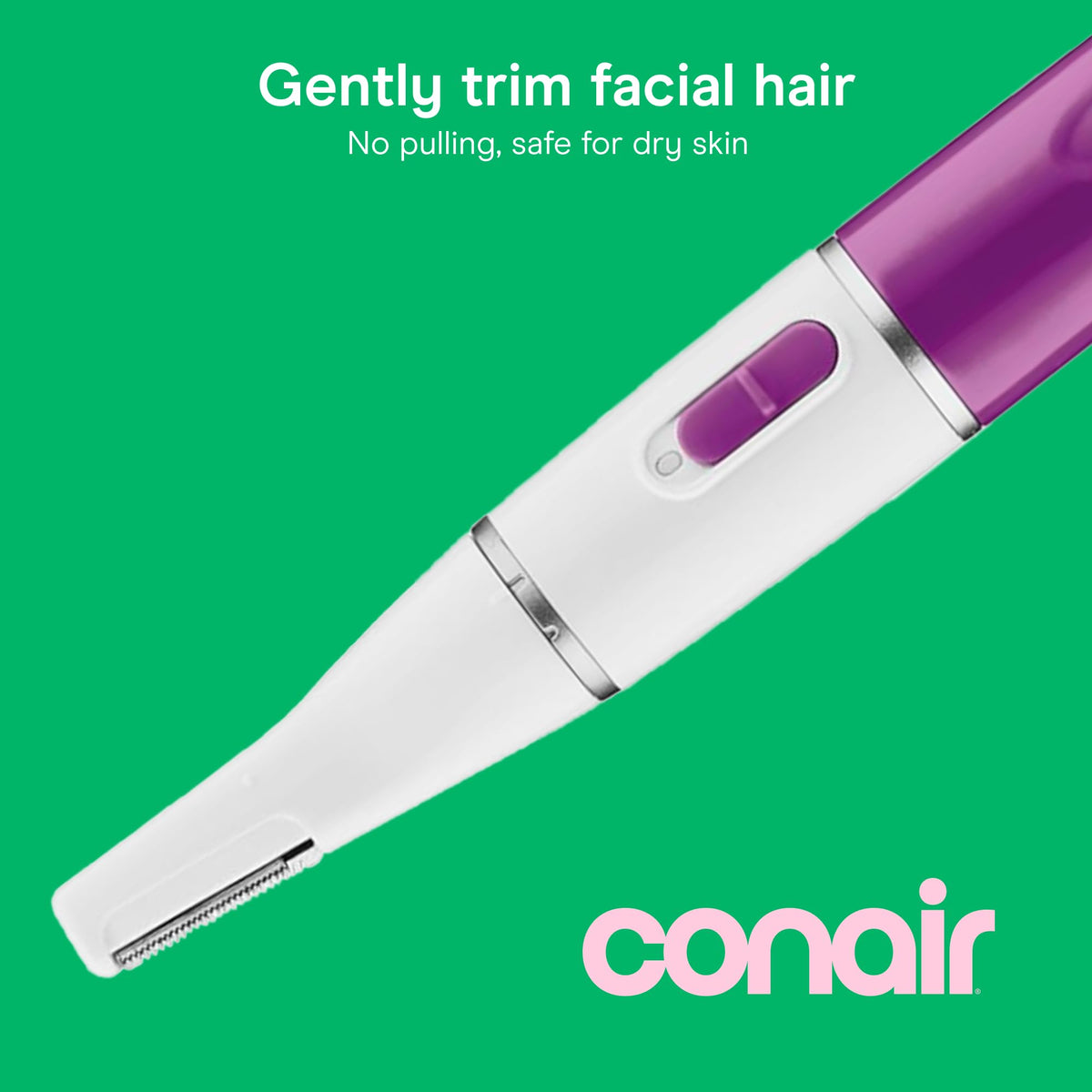 Conair Facial Trimmer showing two brow comb attachments