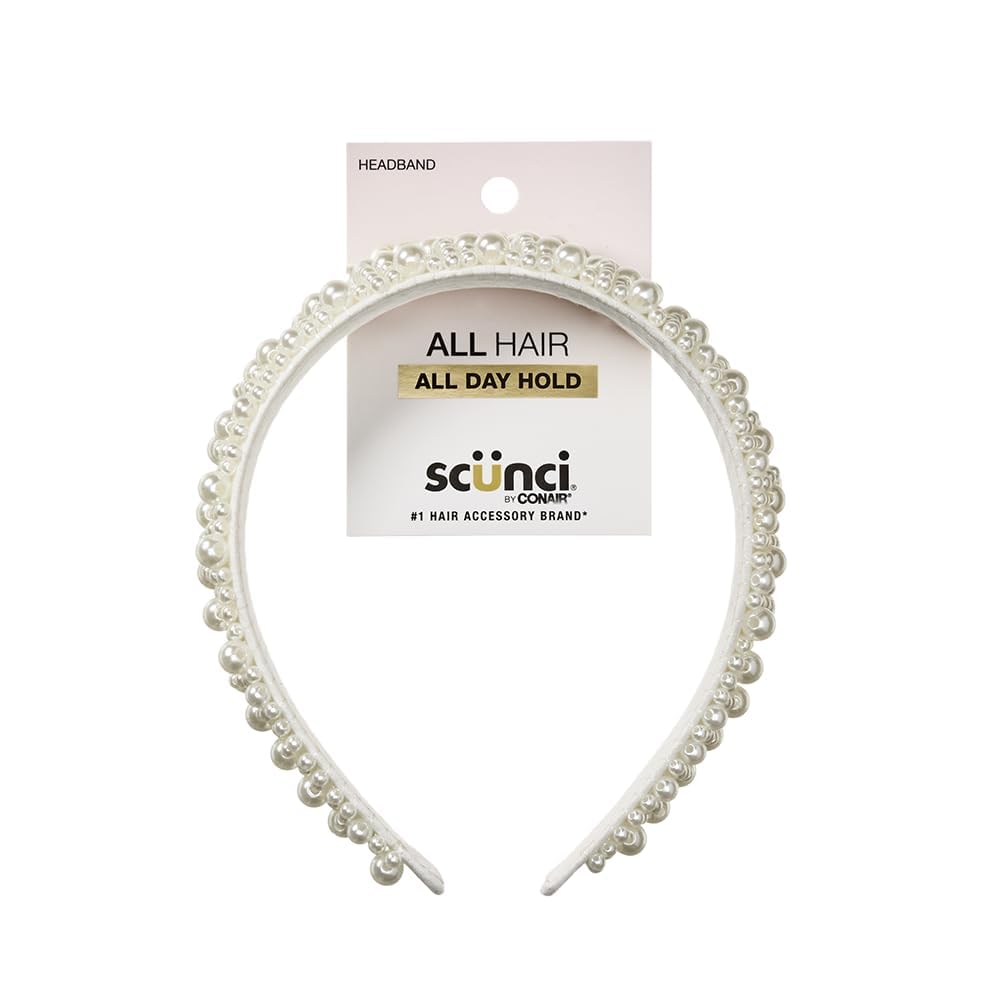 Conair Faux Pearl Headband front view with assorted pearls