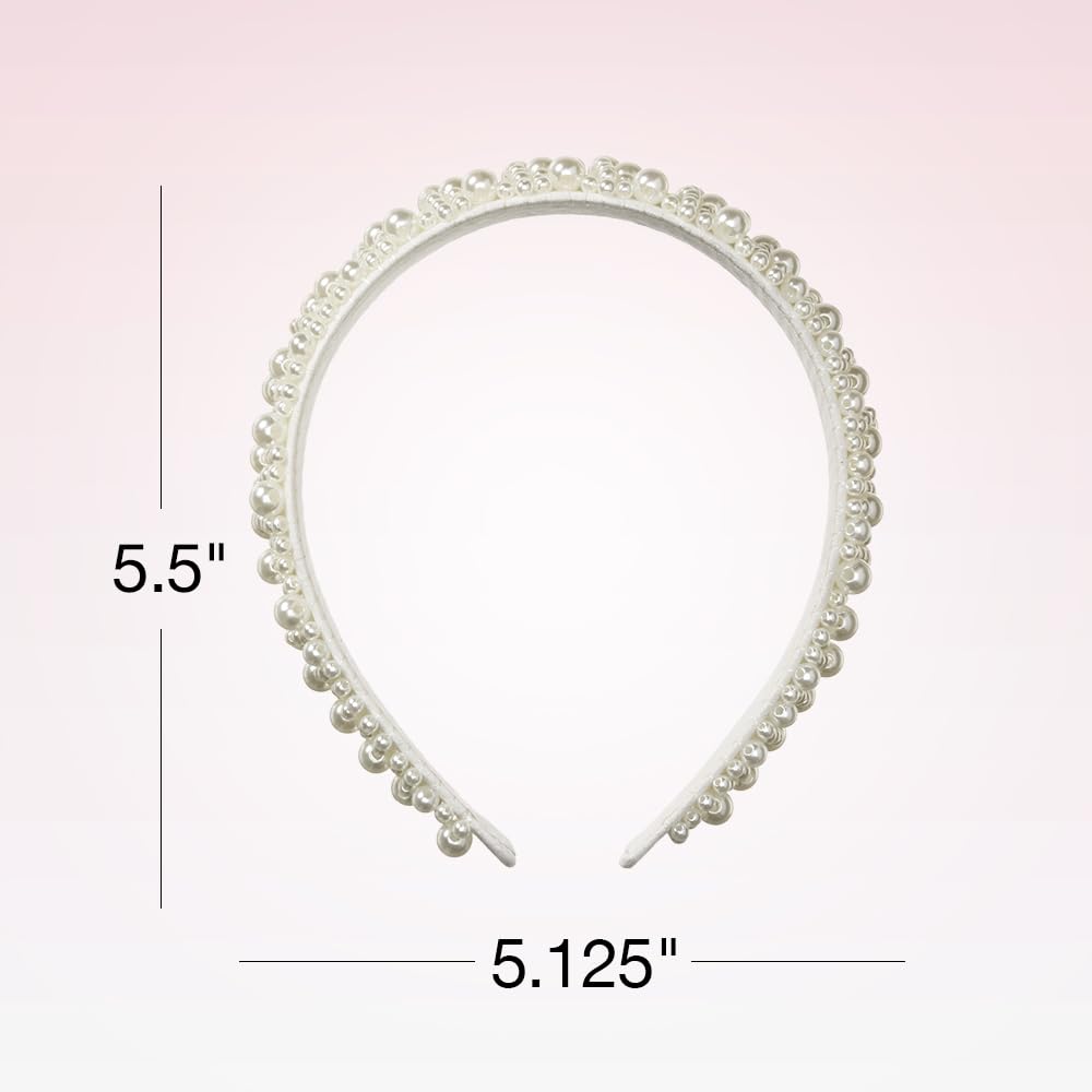 Conair Faux Pearl Headband worn by model in casual outfit