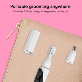 Conair Girlbomb Nose, Face & Brow Trimmer in hand for easy use