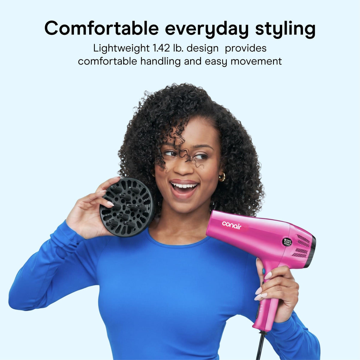 Conair Hair Dryer lightweight design in pink
