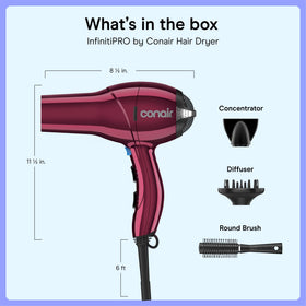 Conair Hair Dryer packaging showing included attachments