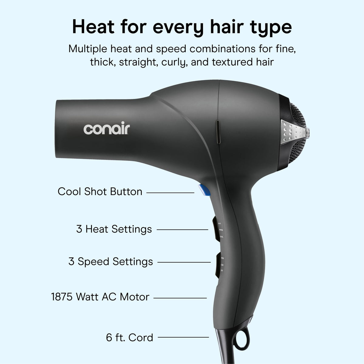 Conair Hair Dryer with professional-length cord