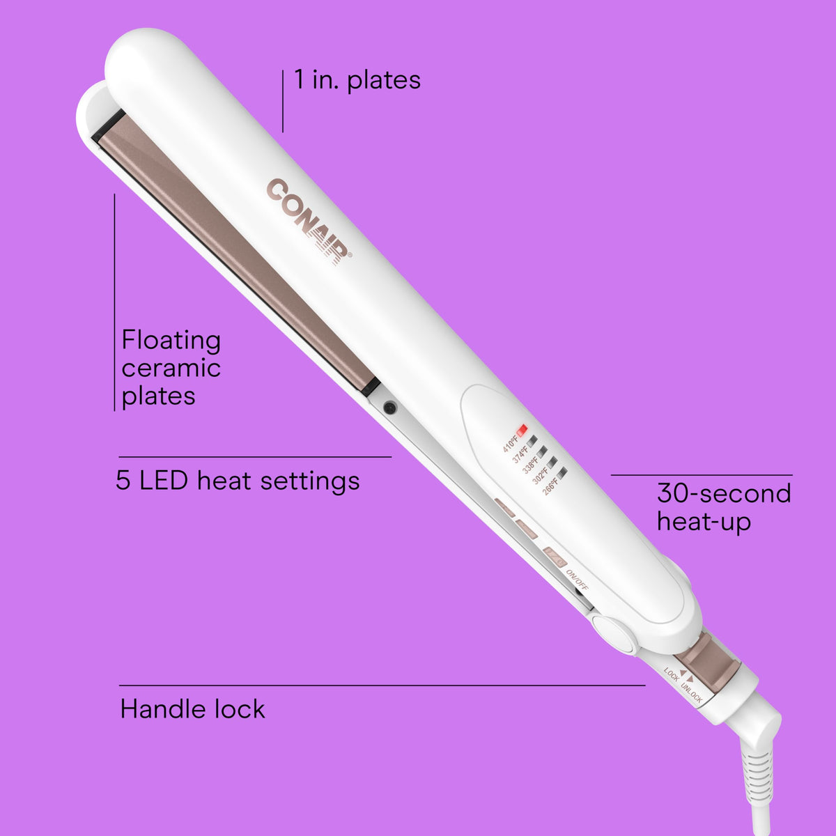 Conair Hair Straightener Double Ceramic side view showing controls