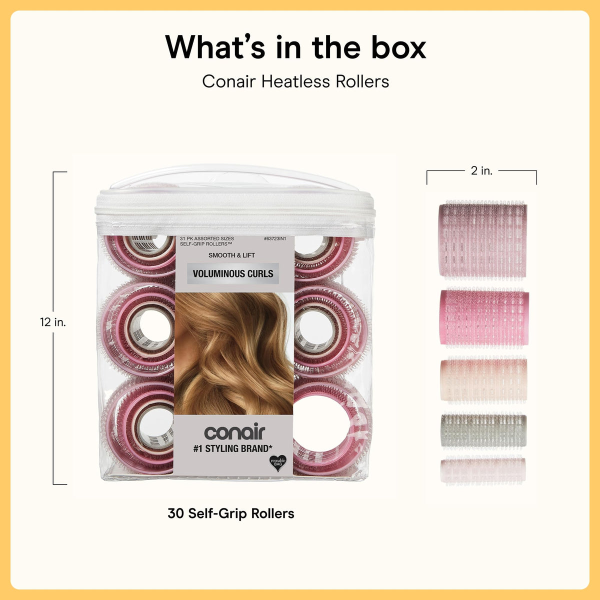 Conair Heatless Curls Hair Rollers set with storage case open