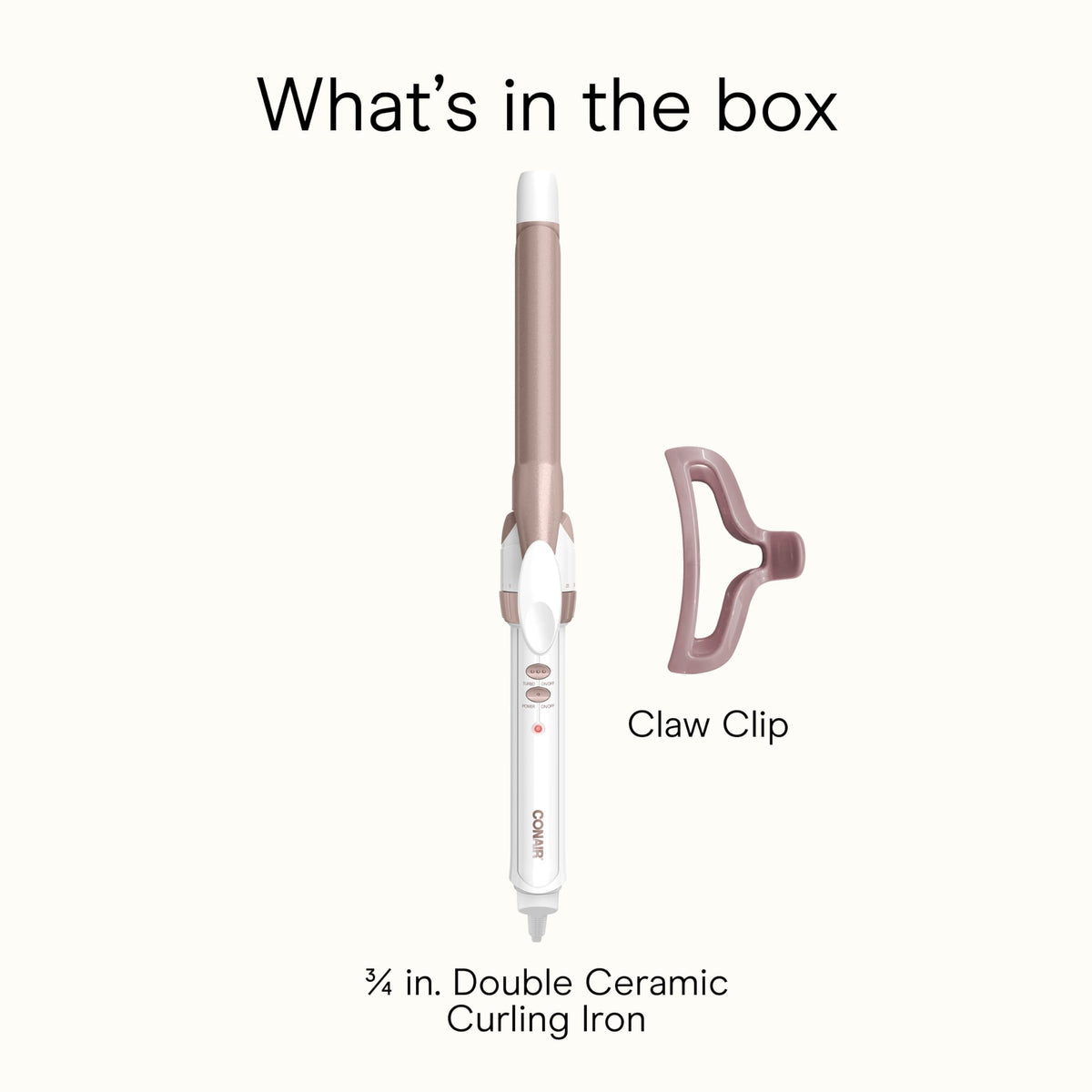 Conair ¾-inch curling iron demonstrating tight curls