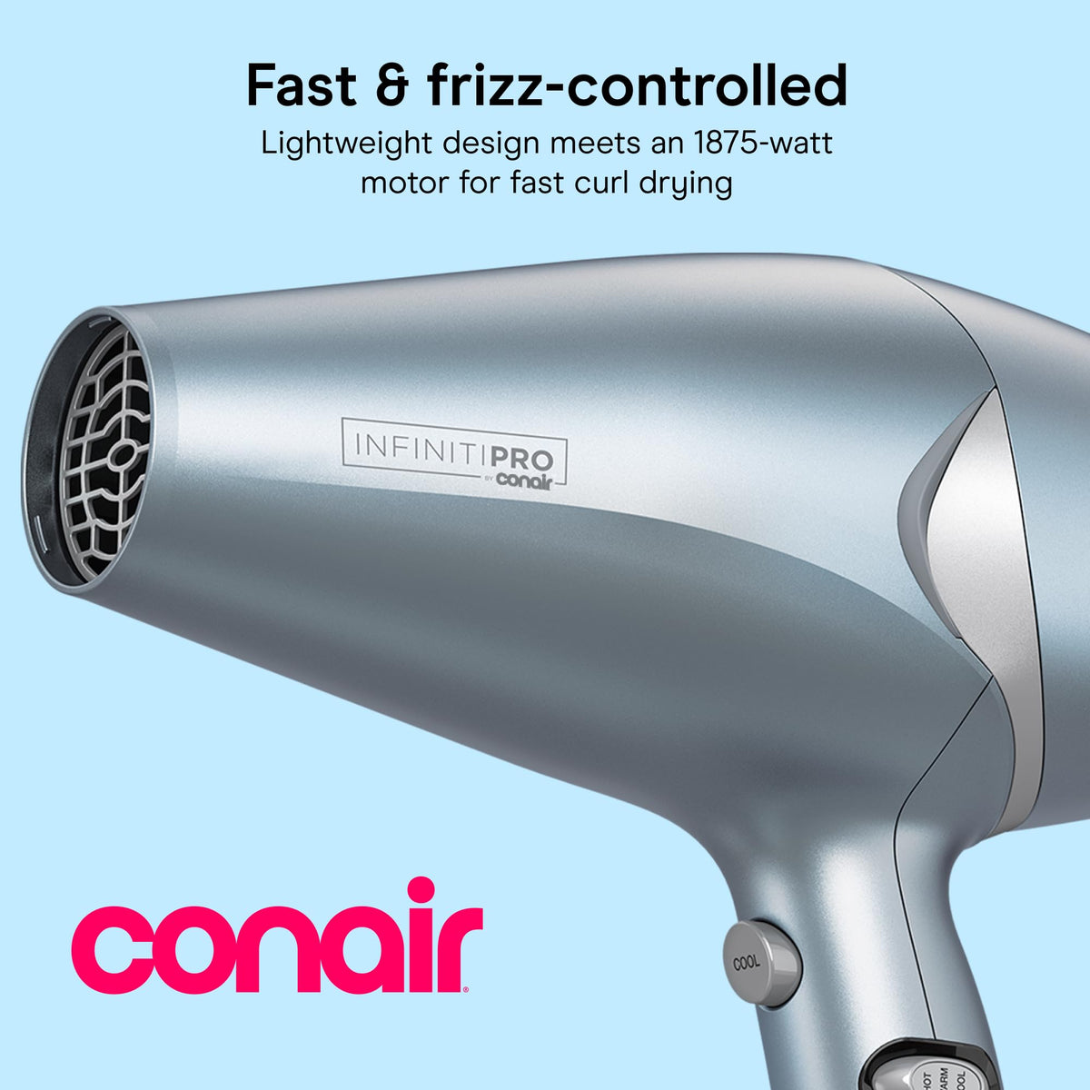 Conair InfinitiPRO Hair Dryer side view showcasing concentrator attachment