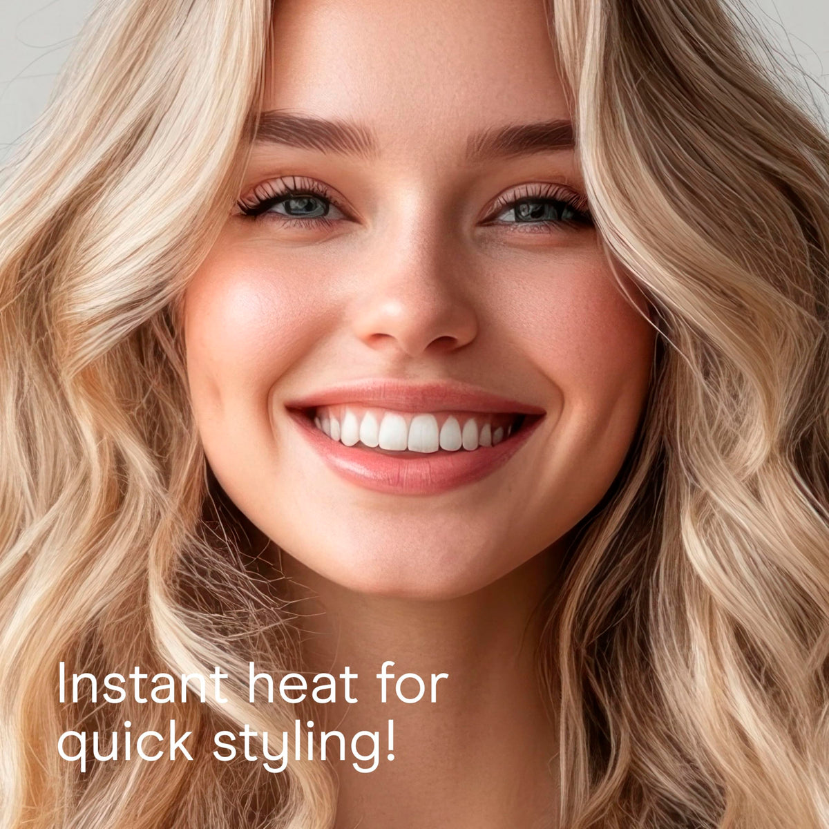 Conair Instant Heat Curling Iron Brush with a model styling hair