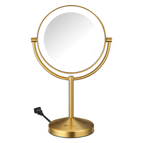 Conair LED Vanity Mirror front view with brushed brass finish