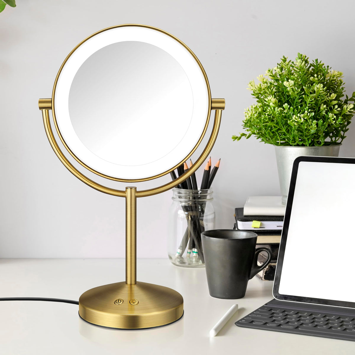Conair LED Vanity Mirror showcasing medium light setting