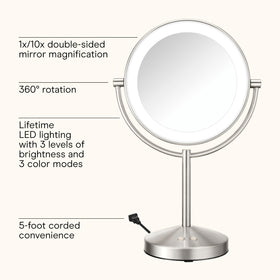 Conair LED Vanity Mirror side view showing 1x and 10x sides