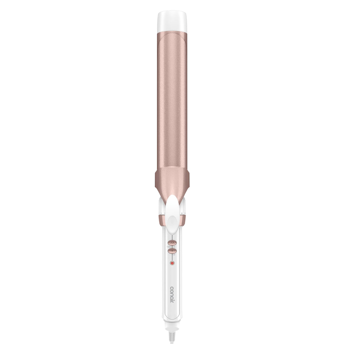 Conair Long Barrel Curling Iron 1.5 Inch front view in White/Rose Gold