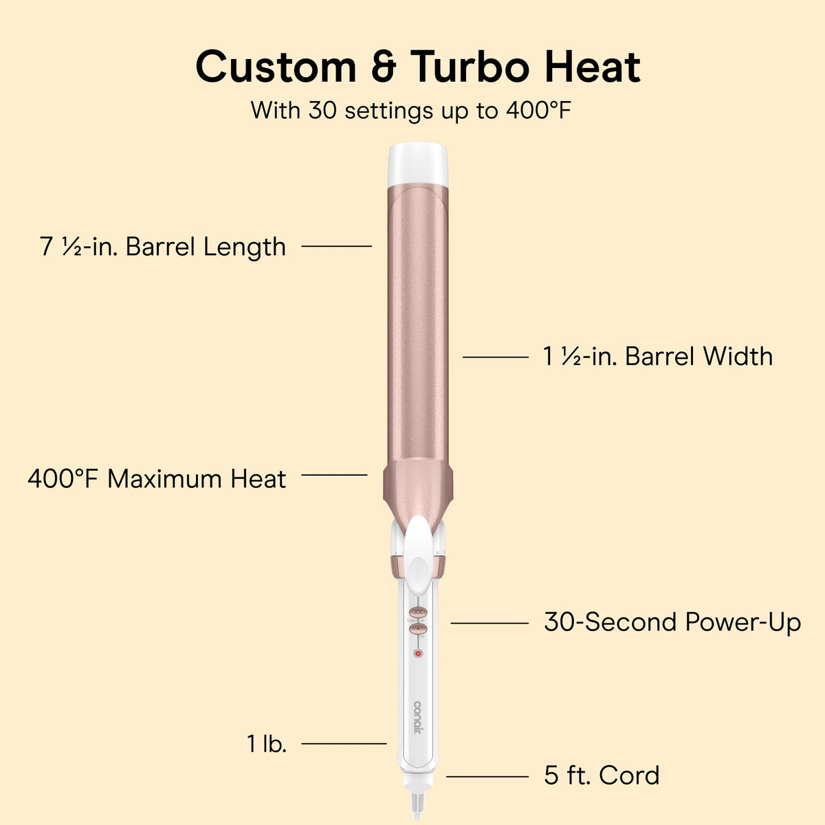 Conair Long Barrel Curling Iron 1.5 Inch in use styling hair