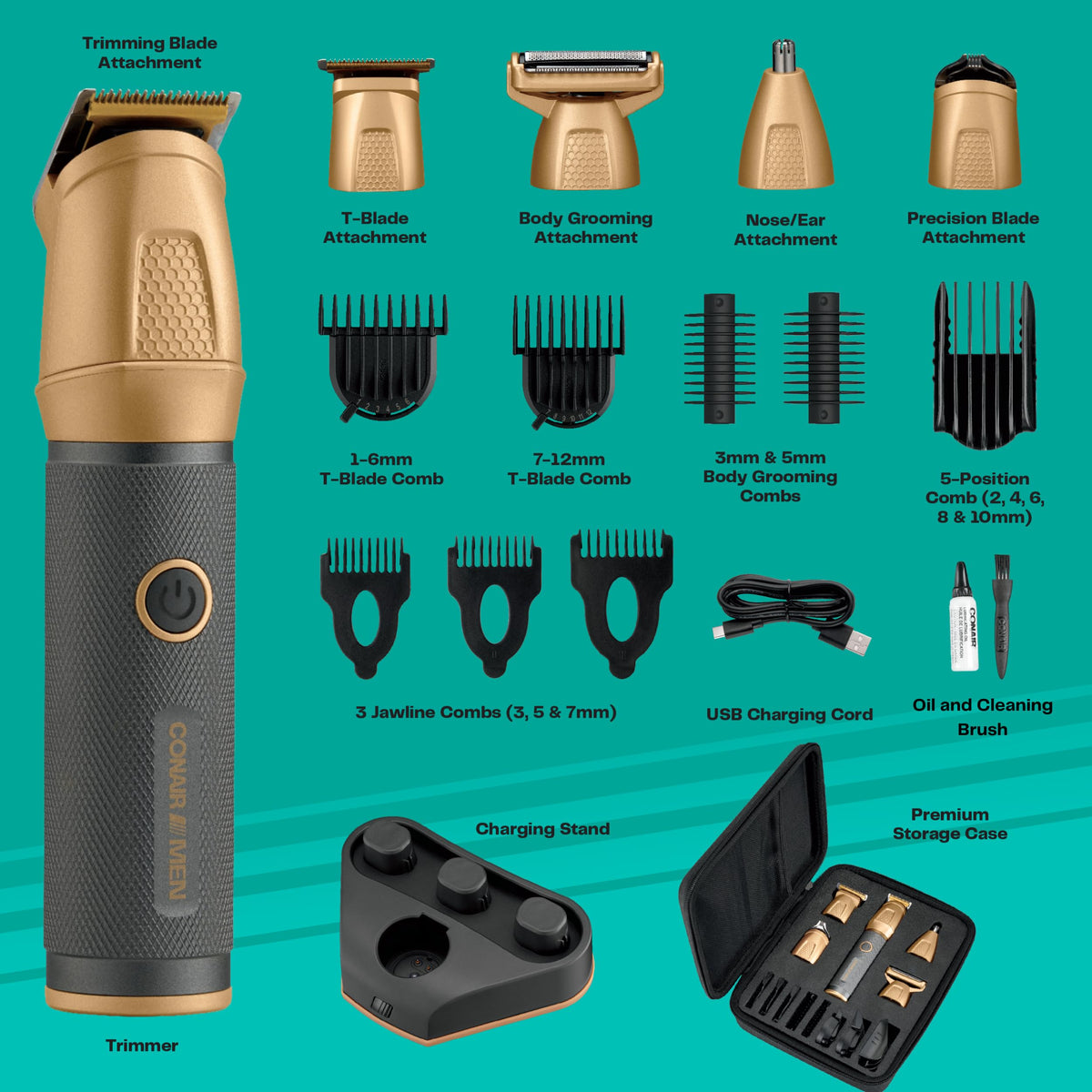 Conair Men All-in-One Trimmer with charging display stand
