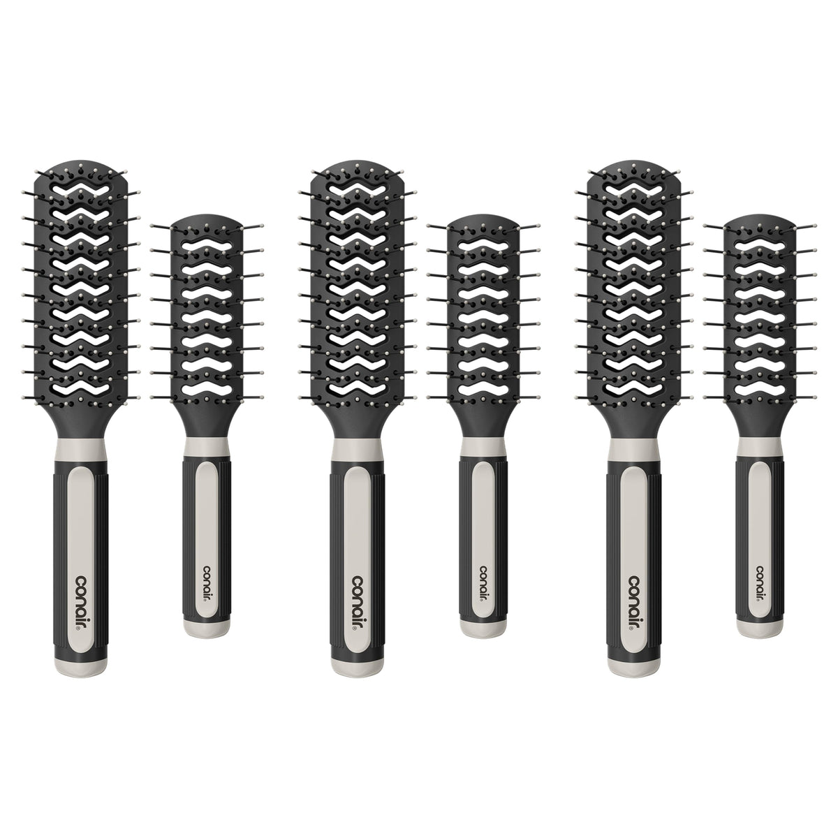 Conair Salon Results 6-Piece Hairbrush Set with full-size and mid-size brushes