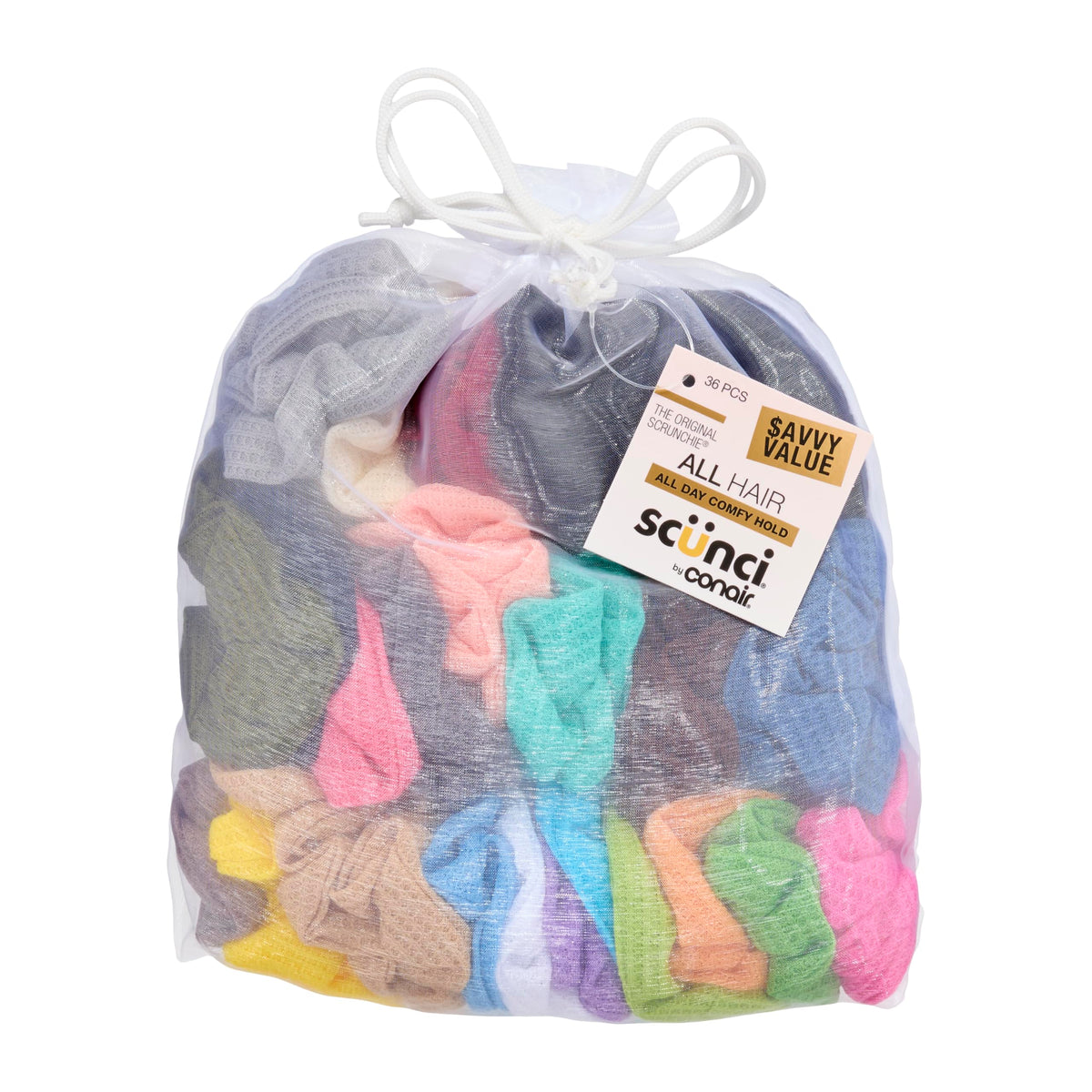 Conair Scünci Hair Scrunchies assorted colours front view