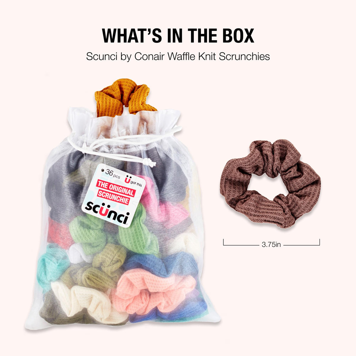 Conair Scünci Hair Scrunchies displayed with other hair accessories