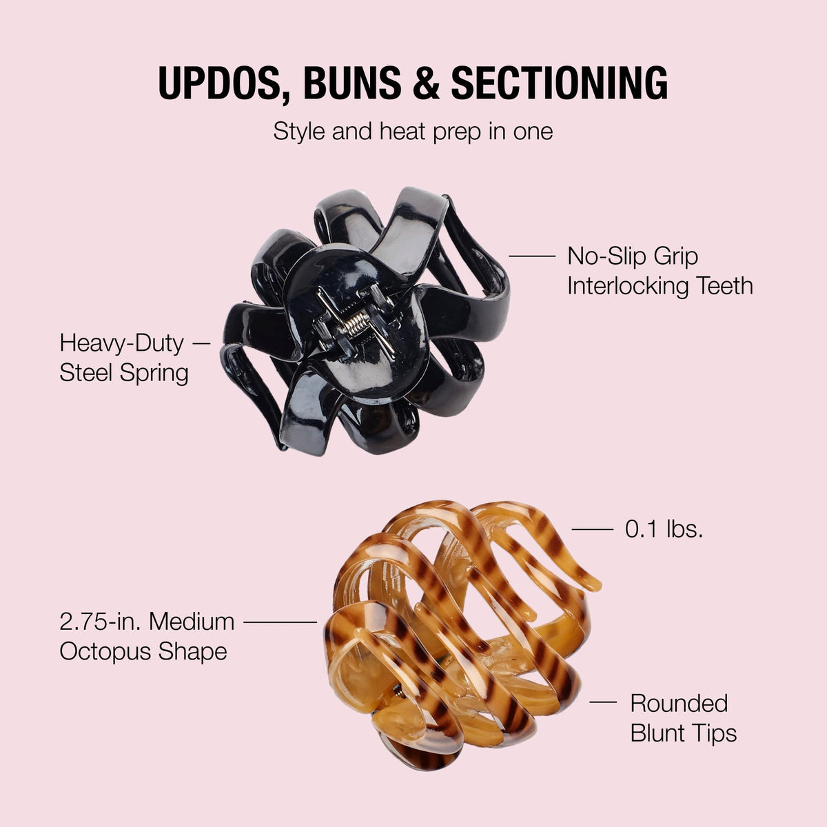 Conair Scünci Octopus Claw Clip in use for a messy bun hairstyle